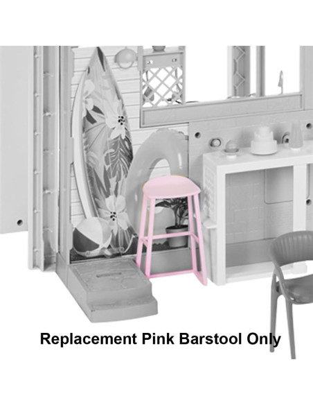 Taburete de Bar Rosa de Reemplazo para Casa de Muñecas Barbie HMX10