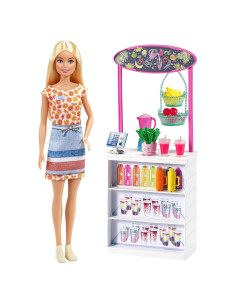 Barbie Bar de Smoothies con Muñeca Rubia y 10 Accesorios