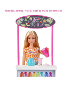 Barbie Bar de Smoothies con Muñeca Rubia y 10 Accesorios 2