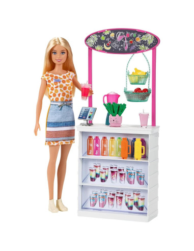 Barbie Bar de Smoothies con Muñeca Rubia y 10 Accesorios