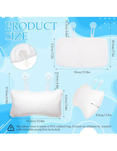 Almohada Inflable EORTA para Bañera con Ventosas 35x20cm 2