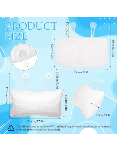 Almohada Inflable EORTA para Bañera con Ventosas 35x20cm