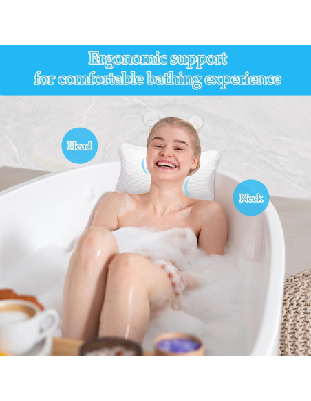 Almohada Inflable EORTA para Bañera con Ventosas 35x20cm