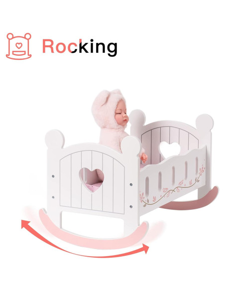 Cuna de Muñeca de Madera ROBOTIME con Ropa de Cama 53.5cm