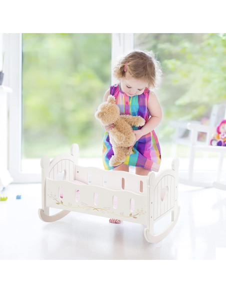 Cuna de Muñeca de Madera ROBOTIME con Ropa de Cama 53.5cm