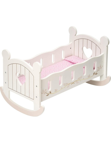 Cuna de Muñeca de Madera ROBOTIME con Ropa de Cama 53.5cm