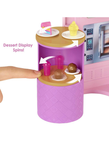 Conjunto de Juego Restaurante Barbie HBB91 con Muñeca y 30 Piezas