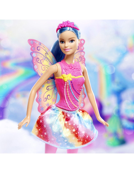 Muñeca Hada Barbie Arcoíris con Alas y Accesorios