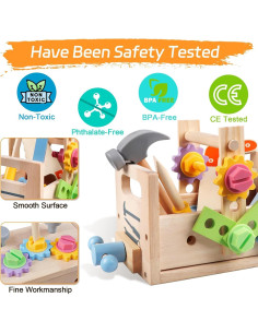 Juego de Herramientas de Madera Aliex 30 Piezas para Niños 2