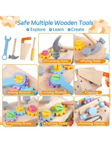 Juego de Herramientas de Madera Aliex 30 Piezas para Niños