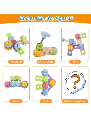 Juego de Herramientas de Madera Aliex 30 Piezas para Niños