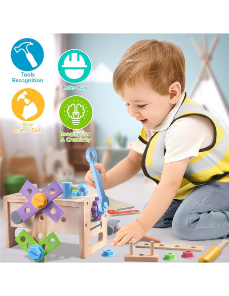 Juego de Herramientas de Madera Aliex 30 Piezas para Niños