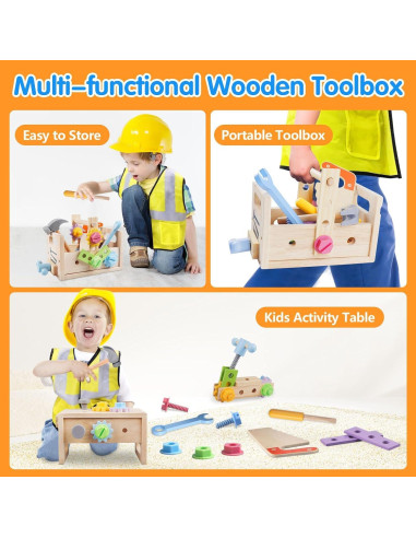 Juego de Herramientas de Madera Aliex 30 Piezas para Niños