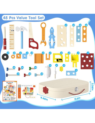 Juego de Herramientas para Niños MindPal 45 Piezas
