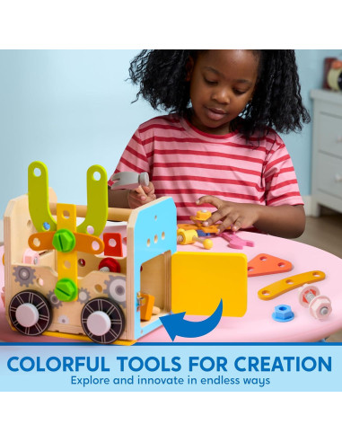 Juego de Herramientas de Madera SYNCFUN 51 Piezas para Niños