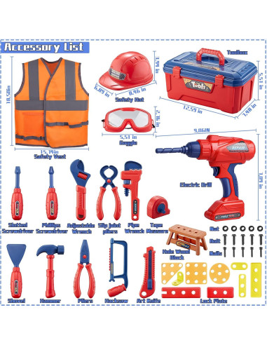 Juego de Herramientas para Niños MAGIC4U 49 Piezas