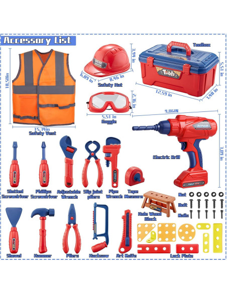 Juego de Herramientas para Niños MAGIC4U 49 Piezas