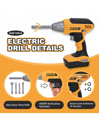 Juego de herramientas para niños HYRENEE con taladro 12.7cm