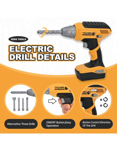 Juego de herramientas para niños HYRENEE con taladro 12.7cm