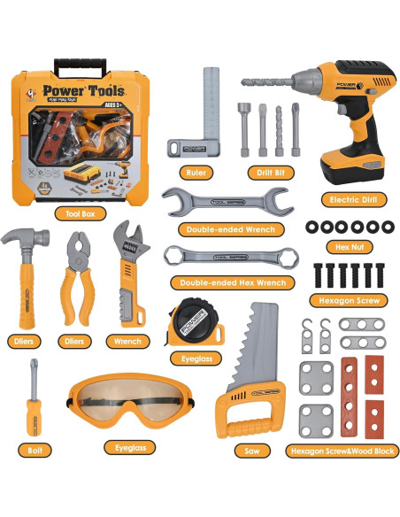 Juego de herramientas para niños HYRENEE con taladro 12.7cm