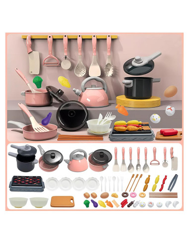 Juego de Cocina de Juguete Winbar 61 Piezas Rosa