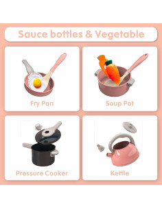 Juego de Cocina de Juguete Winbar 61 Piezas Rosa 2