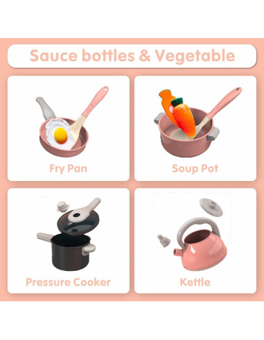 Juego de Cocina de Juguete Winbar 61 Piezas Rosa