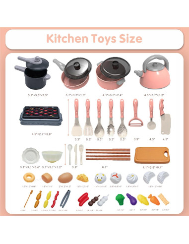 Juego de Cocina de Juguete Winbar 61 Piezas Rosa