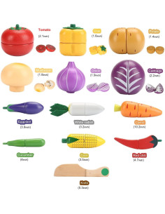 Conjunto de Juguetes de Frutas y Verduras Victostar 12 Piezas 2