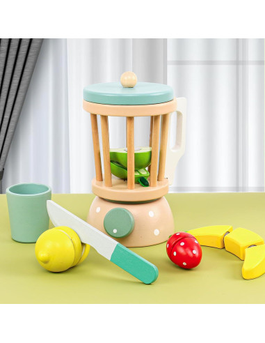 Juego de Cocina de Madera MIKNEKE Licuadora para Niños