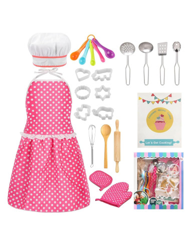 Juego de Cocina para Niños MEIDAYAI 23 Piezas Chef Rosa