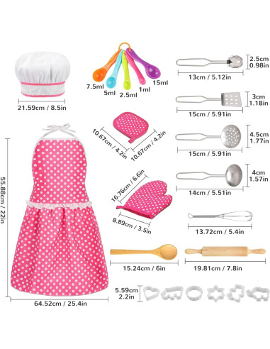 Juego de Cocina para Niños MEIDAYAI 23 Piezas Chef Rosa