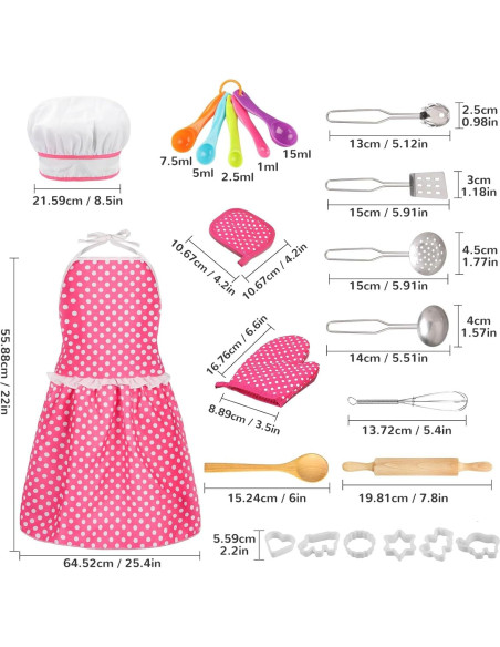 Juego de Cocina para Niños MEIDAYAI 23 Piezas Chef Rosa