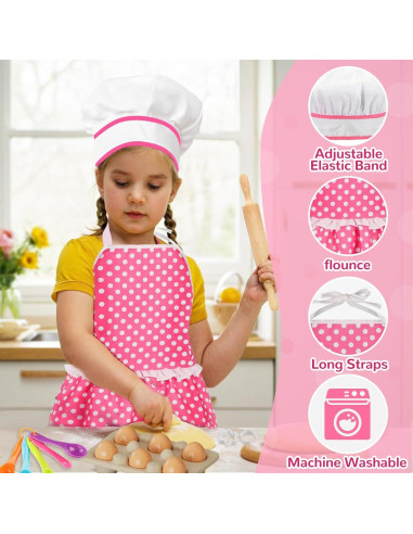 Juego de Cocina para Niños MEIDAYAI 23 Piezas Chef Rosa