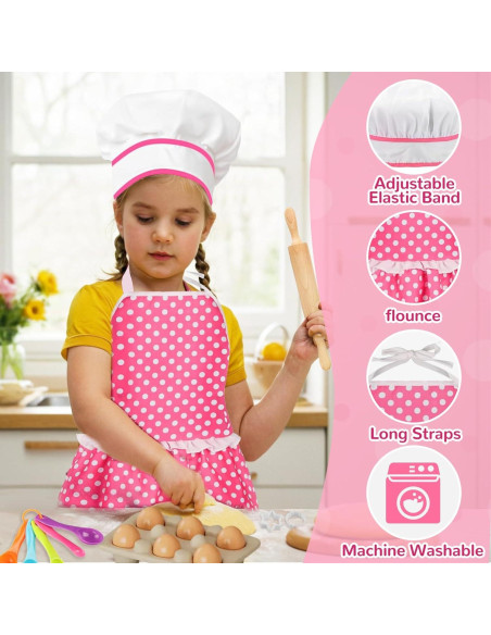 Juego de Cocina para Niños MEIDAYAI 23 Piezas Chef Rosa