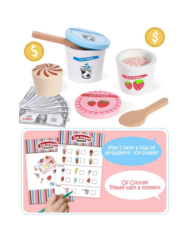 Puesto de Helados de Madera Toyssa para Niños 3-8 Años