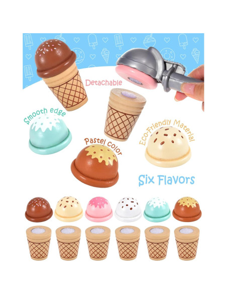 Puesto de Helados de Madera Toyssa para Niños 3-8 Años
