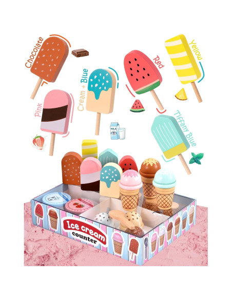Puesto de Helados de Madera Toyssa para Niños 3-8 Años