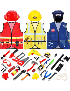 Disfraces para Niños Bonuci 3 en 1: Policía, Bombero y Trabajador 2