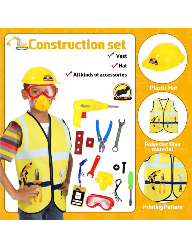 Disfraces para Niños Bonuci 3 en 1: Policía, Bombero y Trabajador