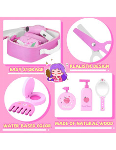 Conjunto de Juguetes de Maquillaje de Madera GAGAKU 16 Piezas 2