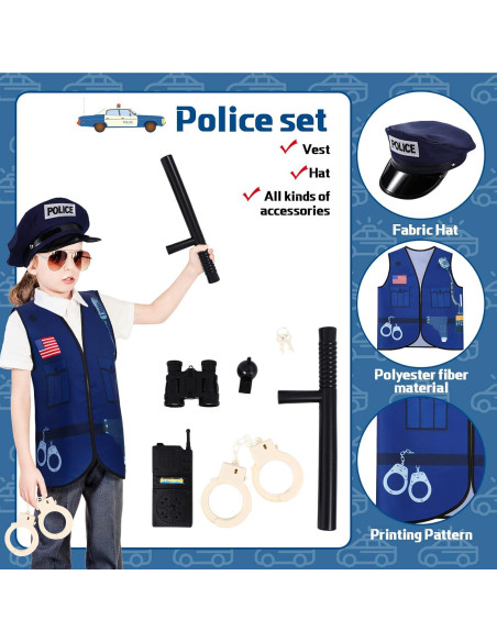 Disfraces para Niños Bonuci 3 en 1: Policía, Bombero y Trabajador