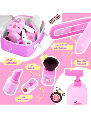 Conjunto de Juguetes de Maquillaje de Madera GAGAKU 16 Piezas
