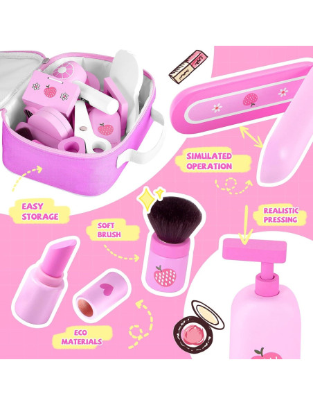Conjunto de Juguetes de Maquillaje de Madera GAGAKU 16 Piezas