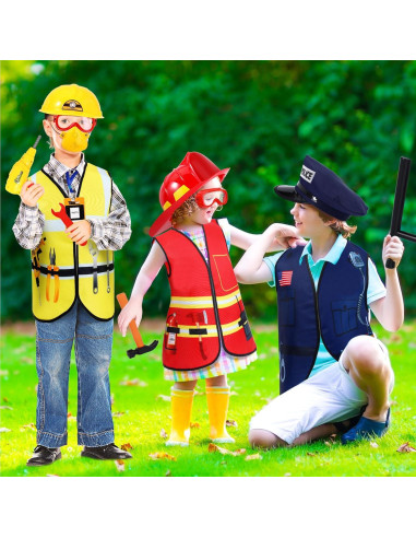 Disfraces para Niños Bonuci 3 en 1: Policía, Bombero y Trabajador