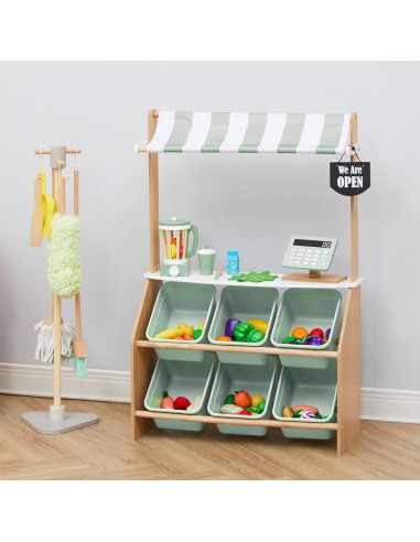 Puesto de Mercado de Madera Teamson Kids con Caja Registradora