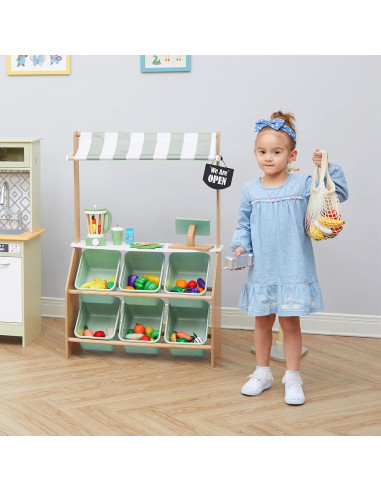 Puesto de Mercado de Madera Teamson Kids con Caja Registradora