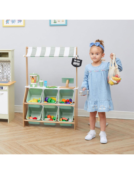 Puesto de Mercado de Madera Teamson Kids con Caja Registradora