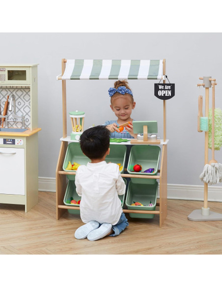 Puesto de Mercado de Madera Teamson Kids con Caja Registradora