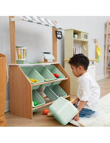 Puesto de Mercado de Madera Teamson Kids con Caja Registradora